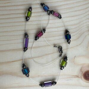 ✨ Stunning Artisan Fused Glass Tube Bead Minimalist Necklace ✨